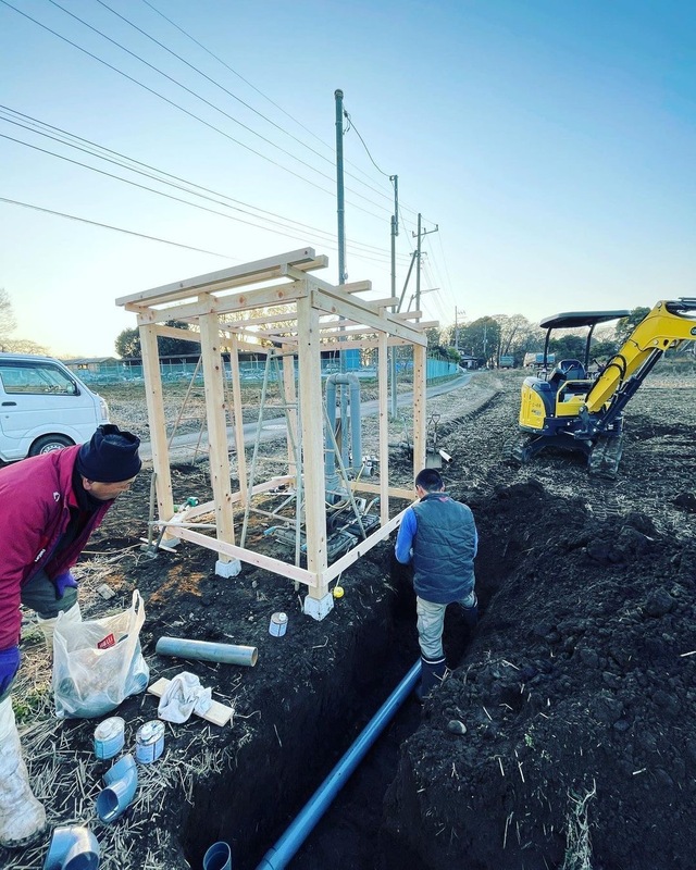 (クリックして拡大表示) 田んぼの配水工事 ポンプ小屋の更新工事
