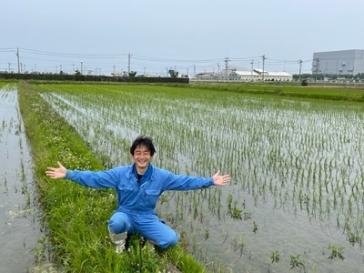 自然栽培米の圃場で〜す
